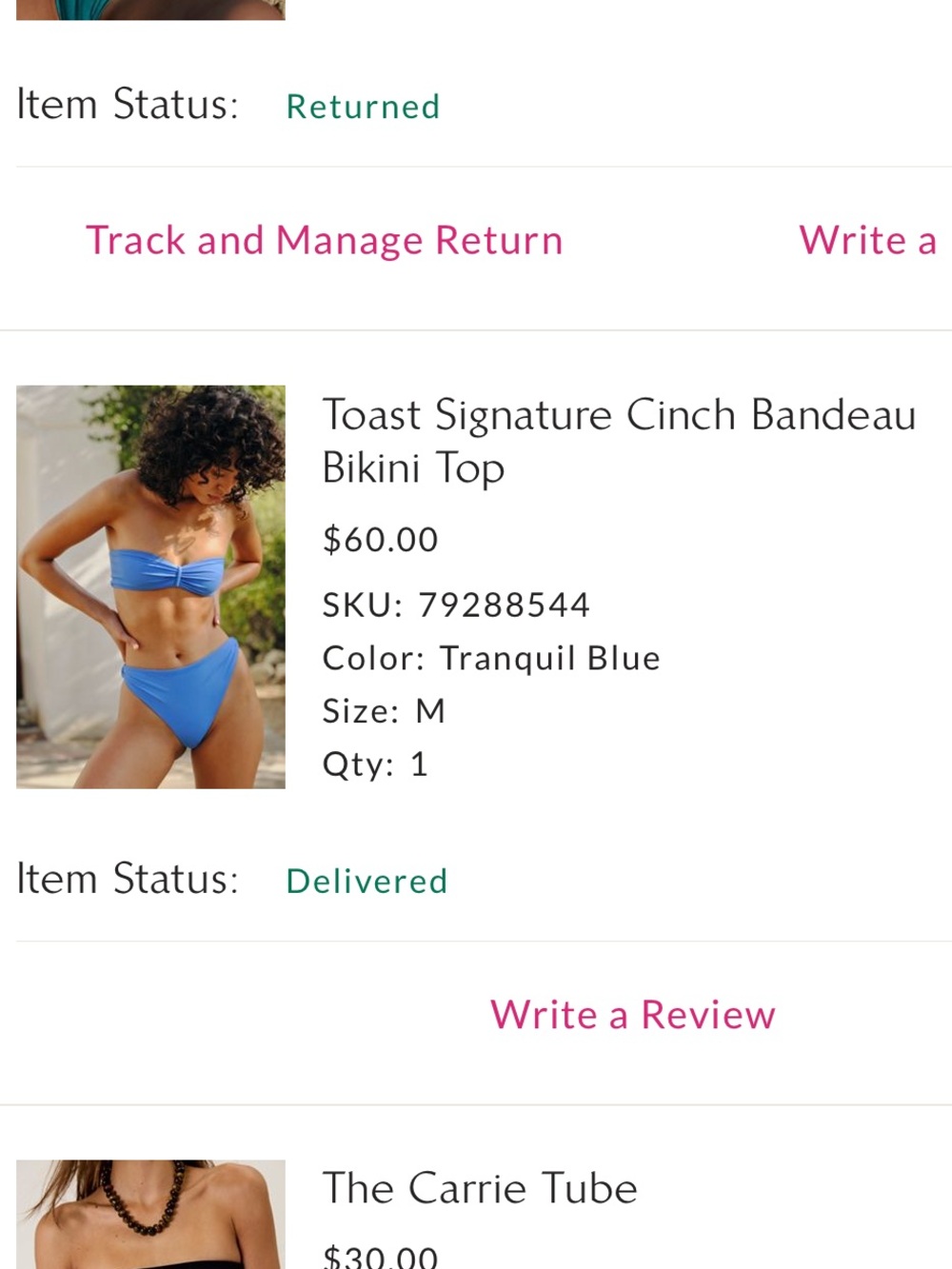 Toast Signature Cinch Bandeau Bikini Top - Tranquil Blue